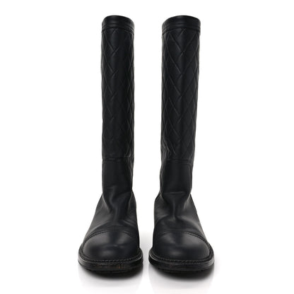 Chanel Oily Calfskin Quilted High Boots 39.5 Black 2 of 9