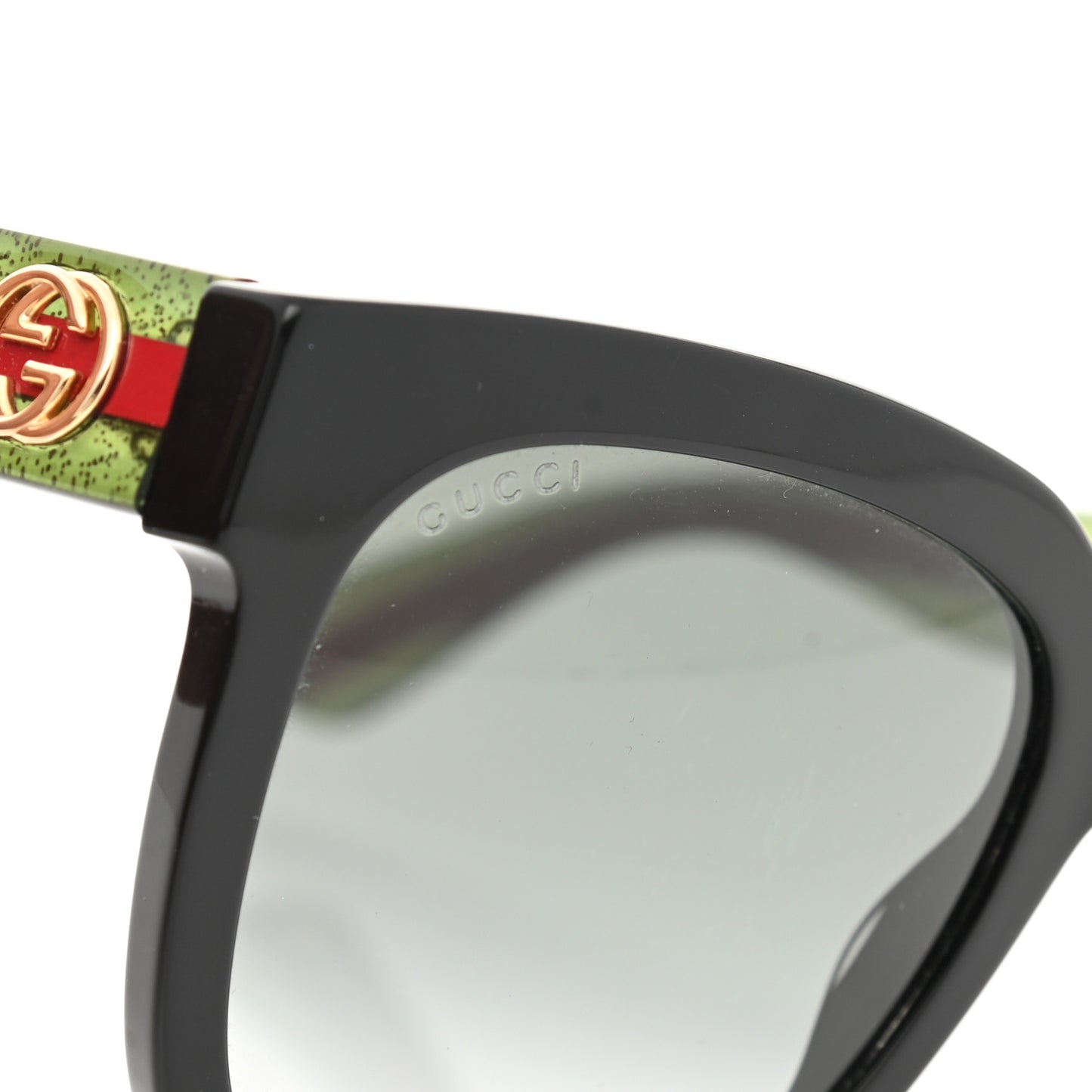 Acetate Square Frame Web Glitter Sunglasses GG0034S Black Green