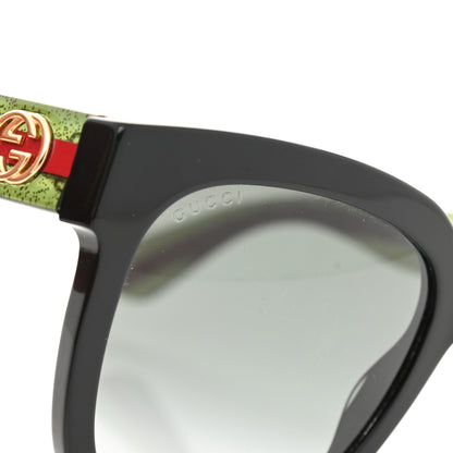 Gucci Acetate Square Frame Web Glitter Sunglasses GG0034S Black Green 7 of 8
