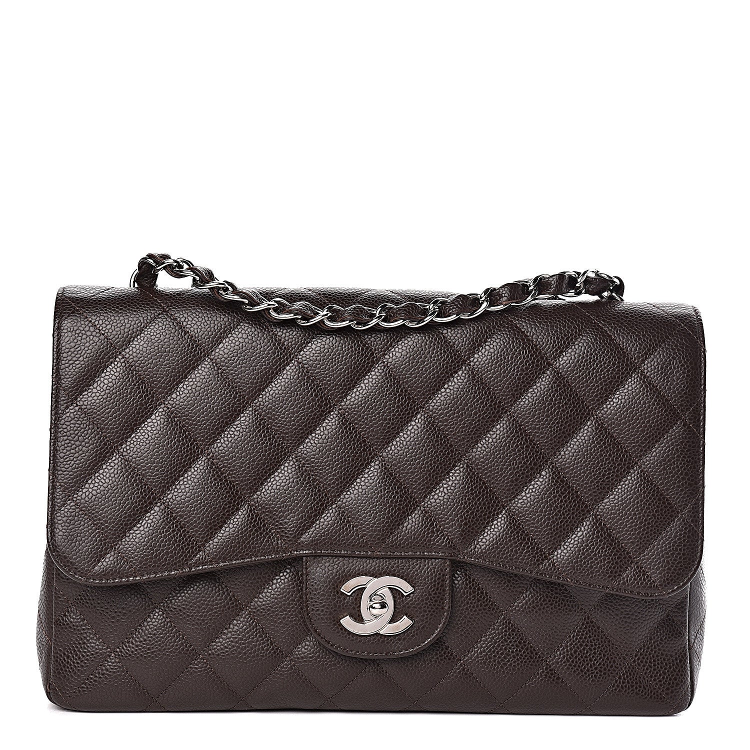 Chanel Caviar Quilted Jumbo Single Flap Dark Brown 1 of 13