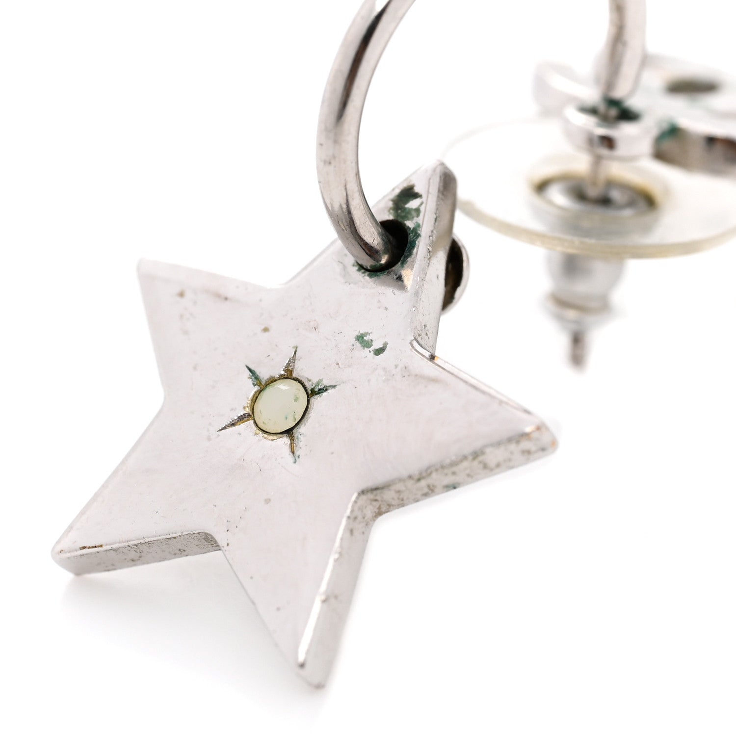 Chanel Crystal CC Star Drop Earrings Silver 5 of 6
