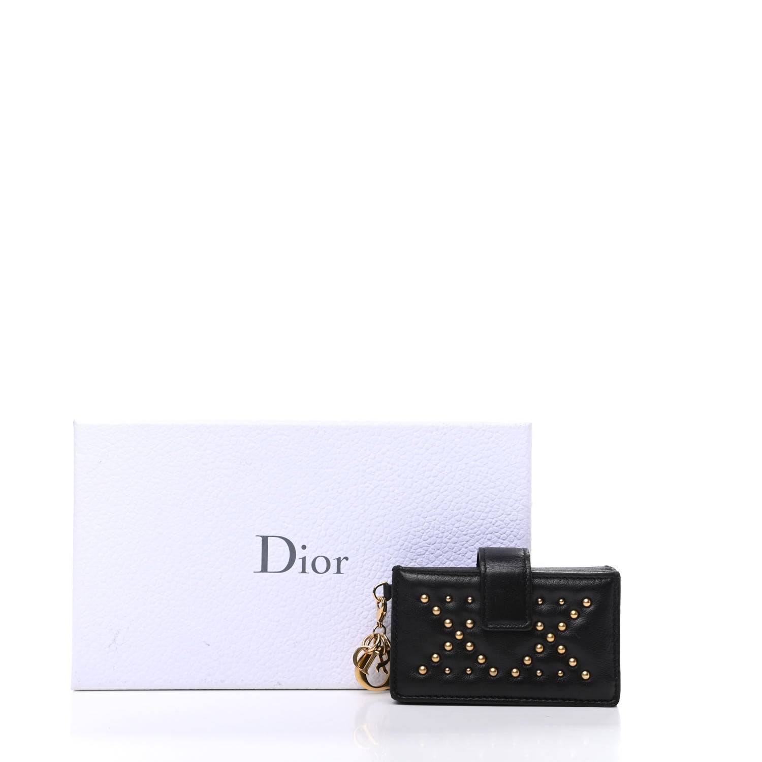 Christian Dior Lambskin Studded Cannage Lady Dior 5-Gusset Card Holder Black 11 of 11