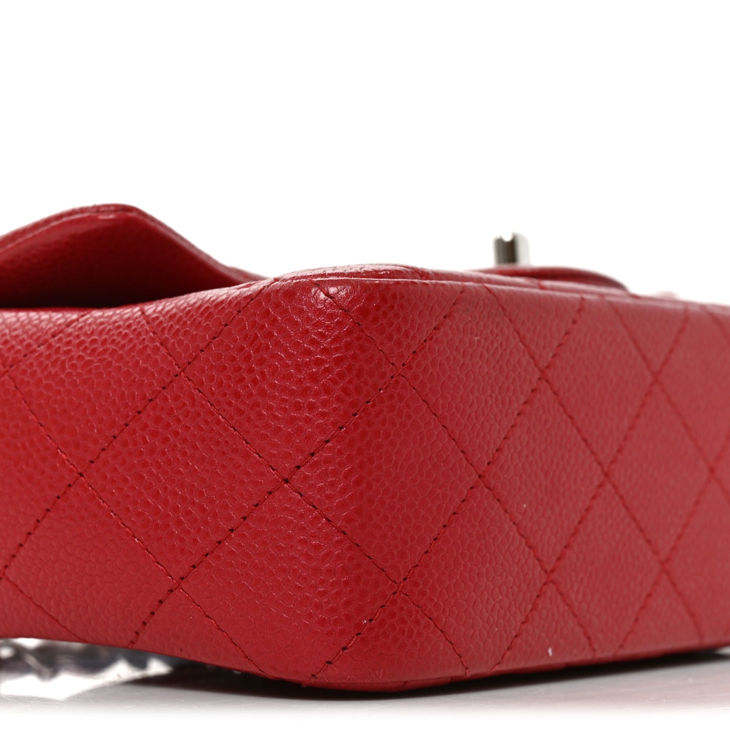 Caviar Quilted Mini Rectangular Flap Red