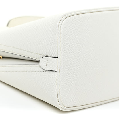 Prada Saffiano Cuir Medium Matinee Tote White Black 8 of 11