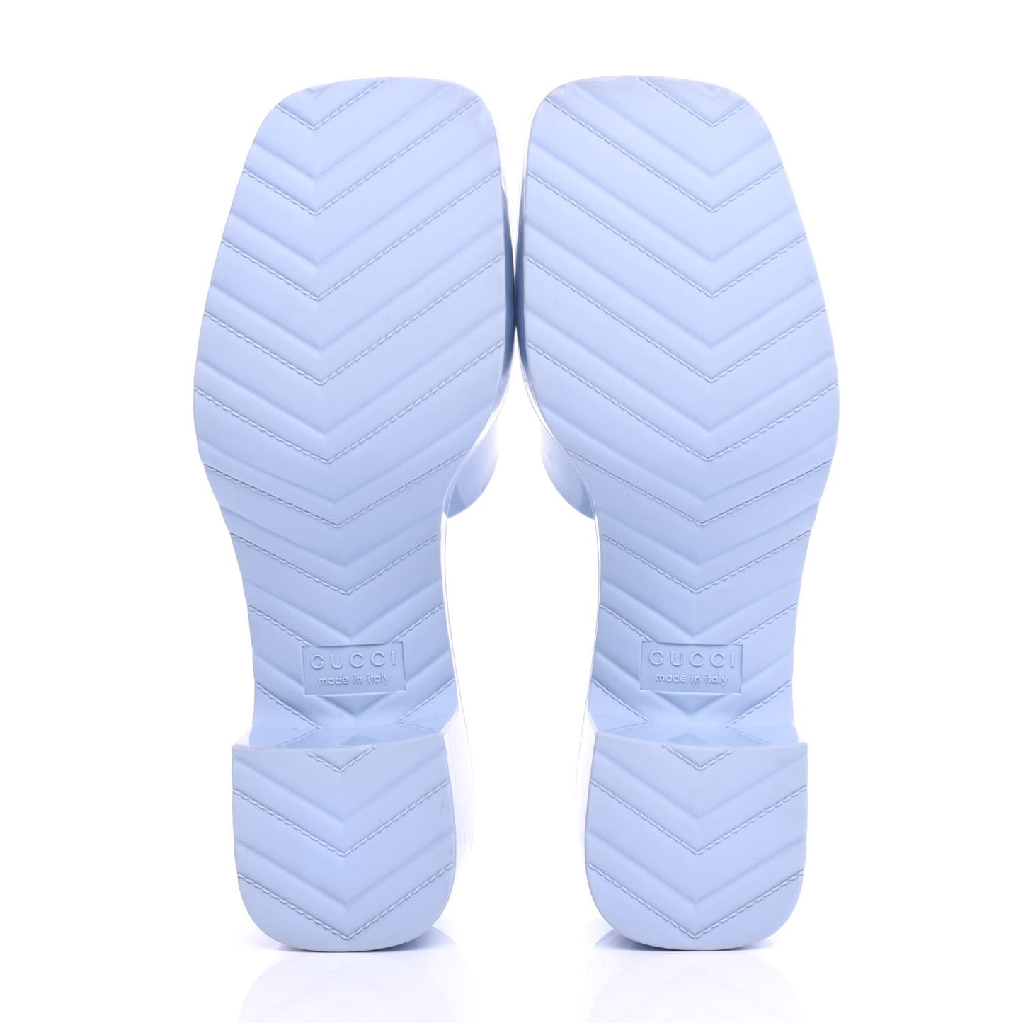 Rubber Gucci Logo Womens Platform 20/60mm Slide Sandals 37 Porcelain Light Blue