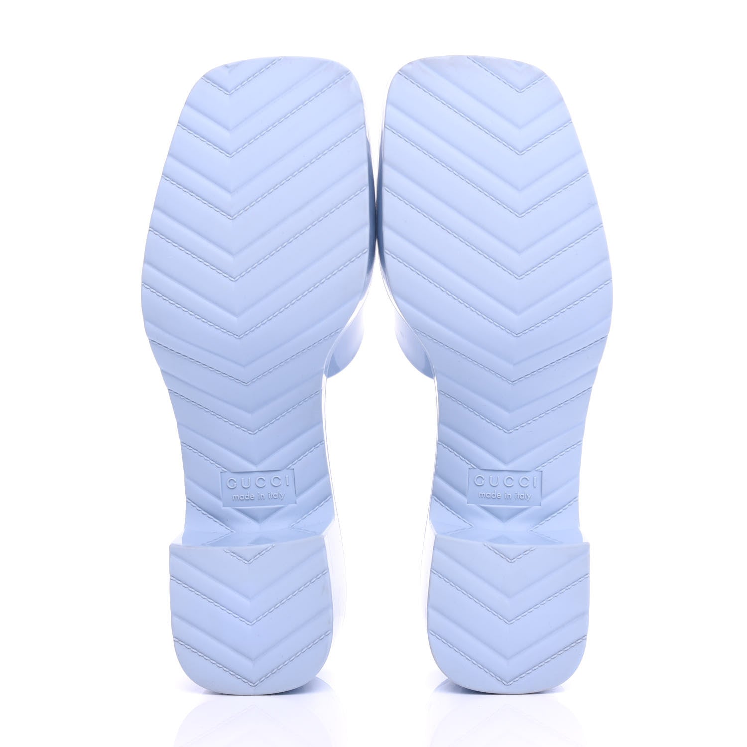 Gucci Rubber Gucci Logo Womens Platform 20/60mm Slide Sandals 37 Porcelain Light Blue 6 of 10