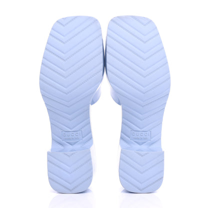 Gucci Rubber Gucci Logo Womens Platform 20/60mm Slide Sandals 37 Porcelain Light Blue 6 of 10