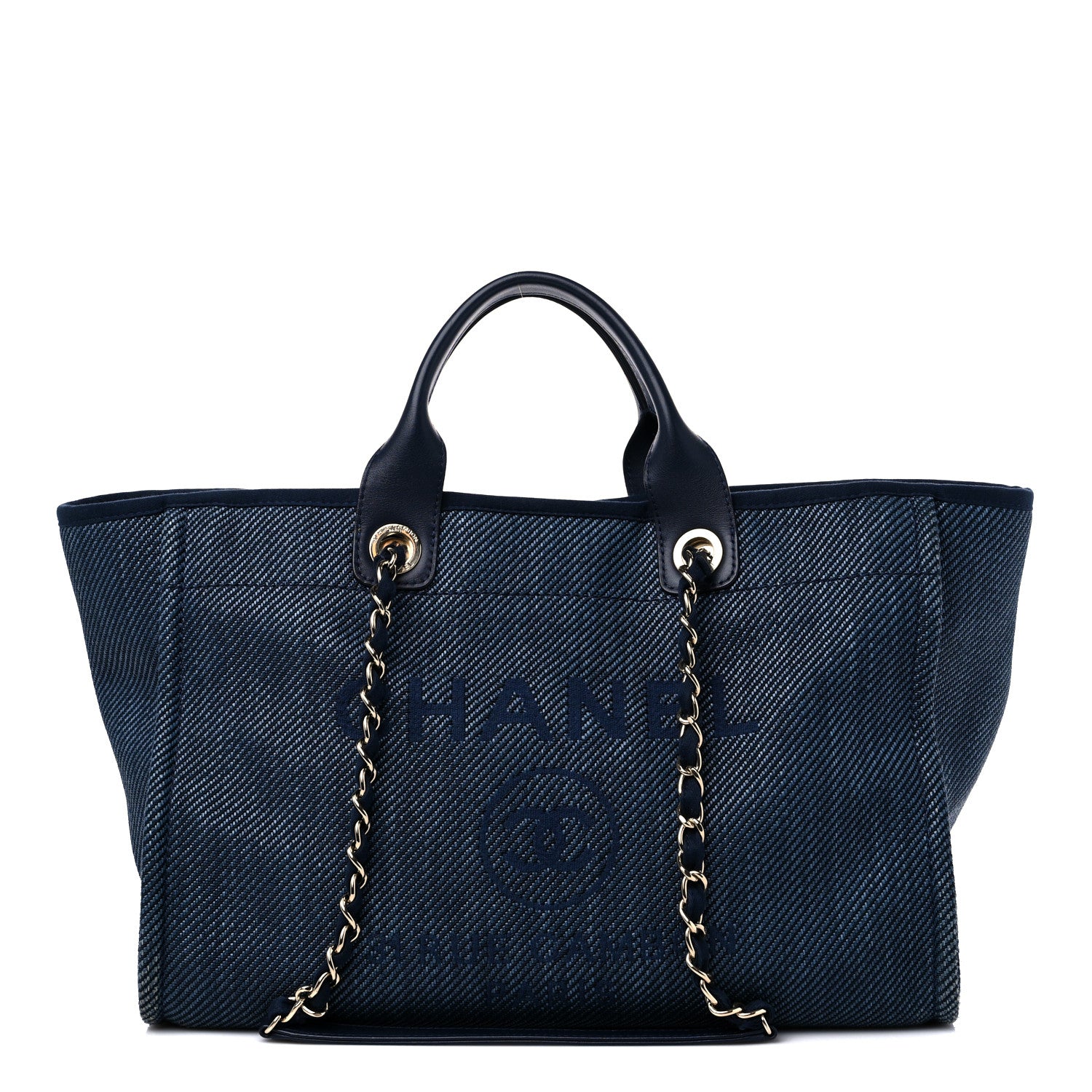 Chanel Denim Medium Deauville Tote Dark Blue 1 of 12