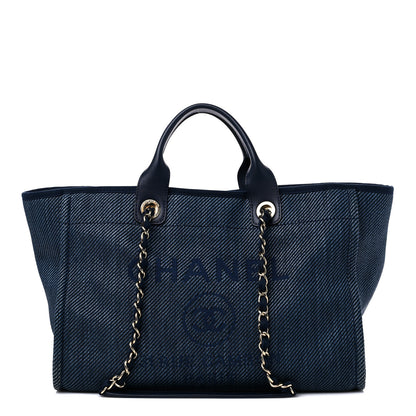 Chanel Denim Medium Deauville Tote Dark Blue 1 of 12