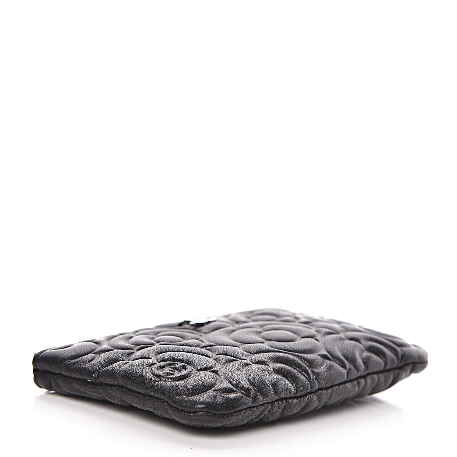 Chanel Goatskin Camellia Embossed Cosmetic Pouch Black 4 of 8