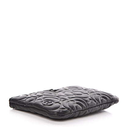 Chanel Goatskin Camellia Embossed Cosmetic Pouch Black 4 of 8