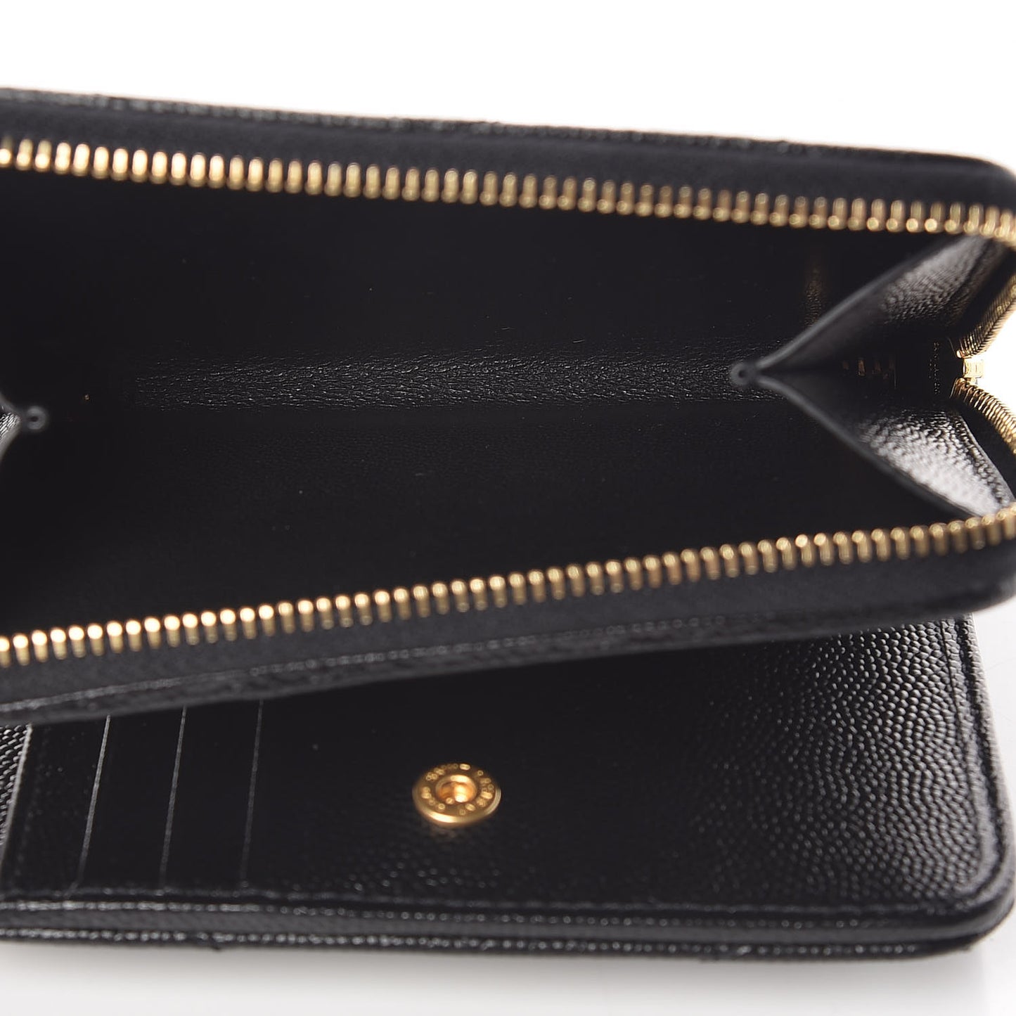 Grain De Poudre Matelasse Chevron Monogram Compact Zip Around Wallet Black