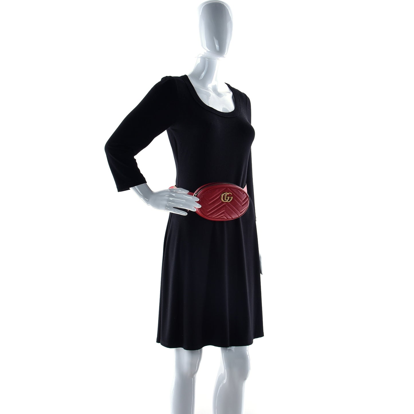 Calfskin Matelasse GG Marmont Belt Bag 75 30 Hibiscus Red