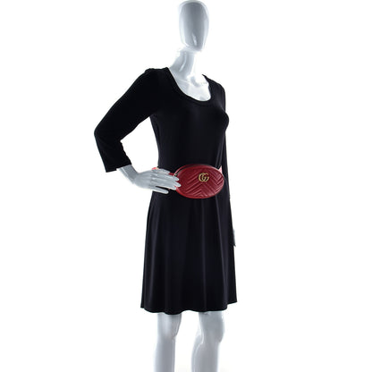 Gucci Calfskin Matelasse GG Marmont Belt Bag 75 30 Hibiscus Red 3 of 14