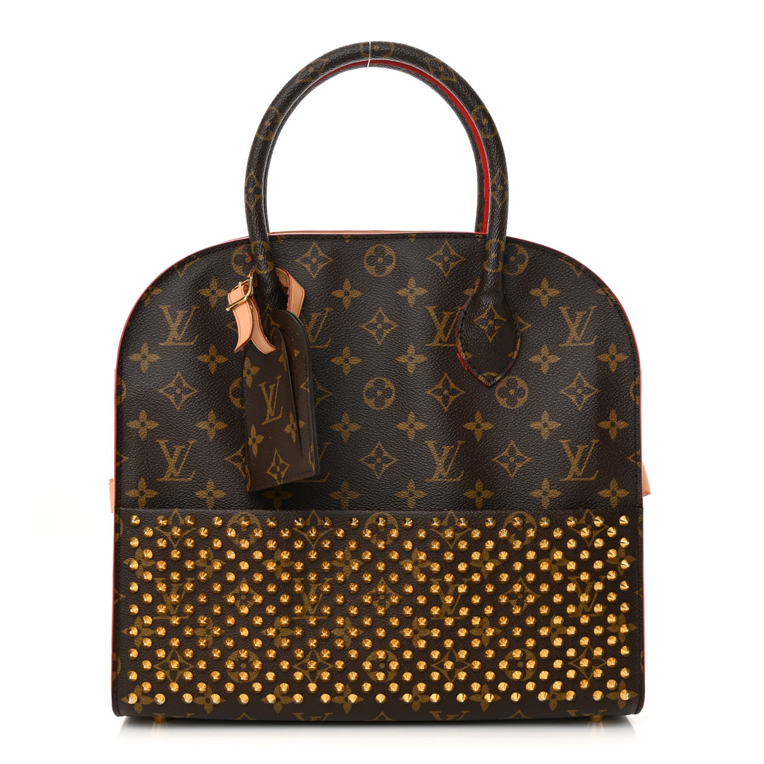 Louis Vuitton Monogram Calf Hair Spikes Iconoclasts Christian Louboutin Tote Red 1 of 13