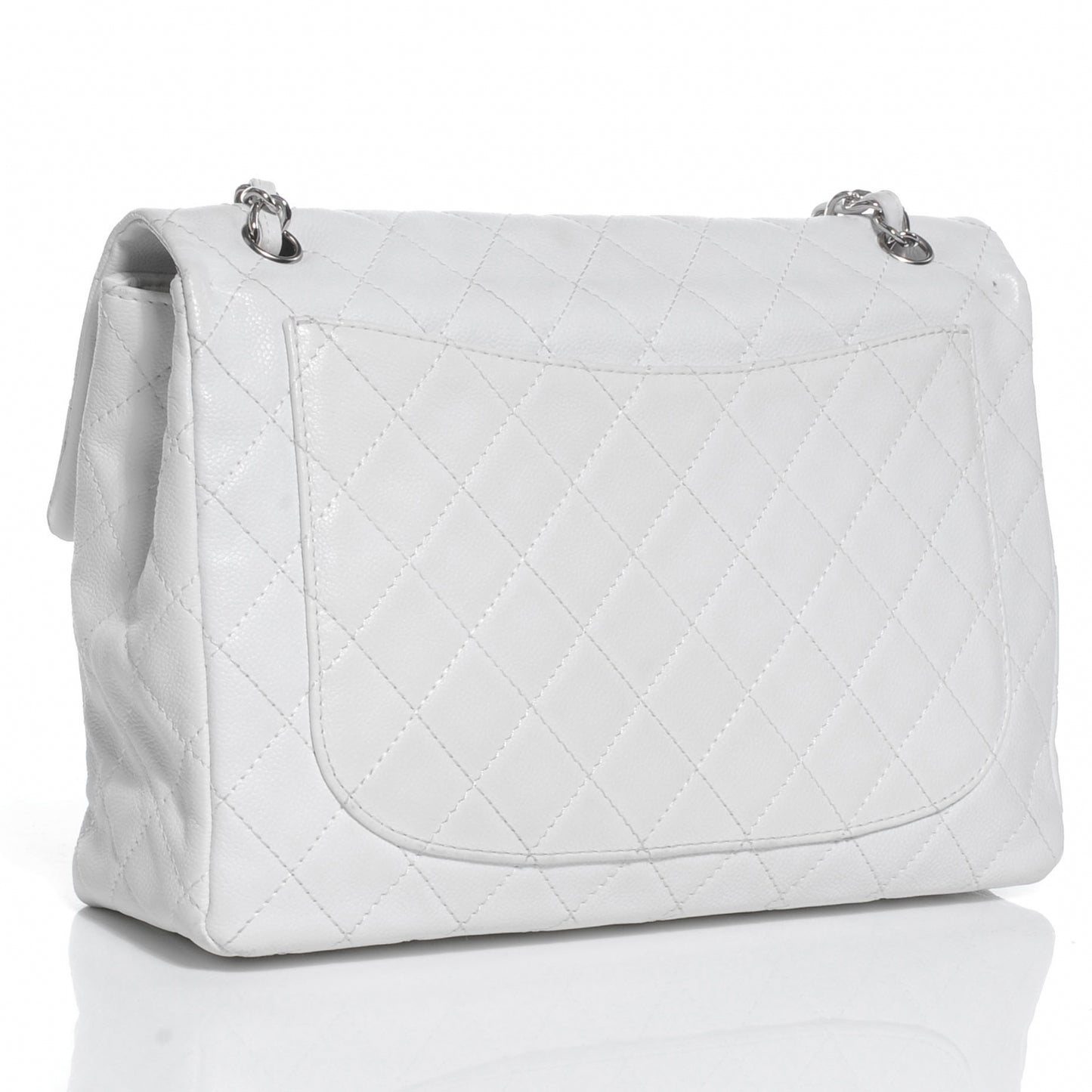 Washed Caviar Maxi Single Flap White