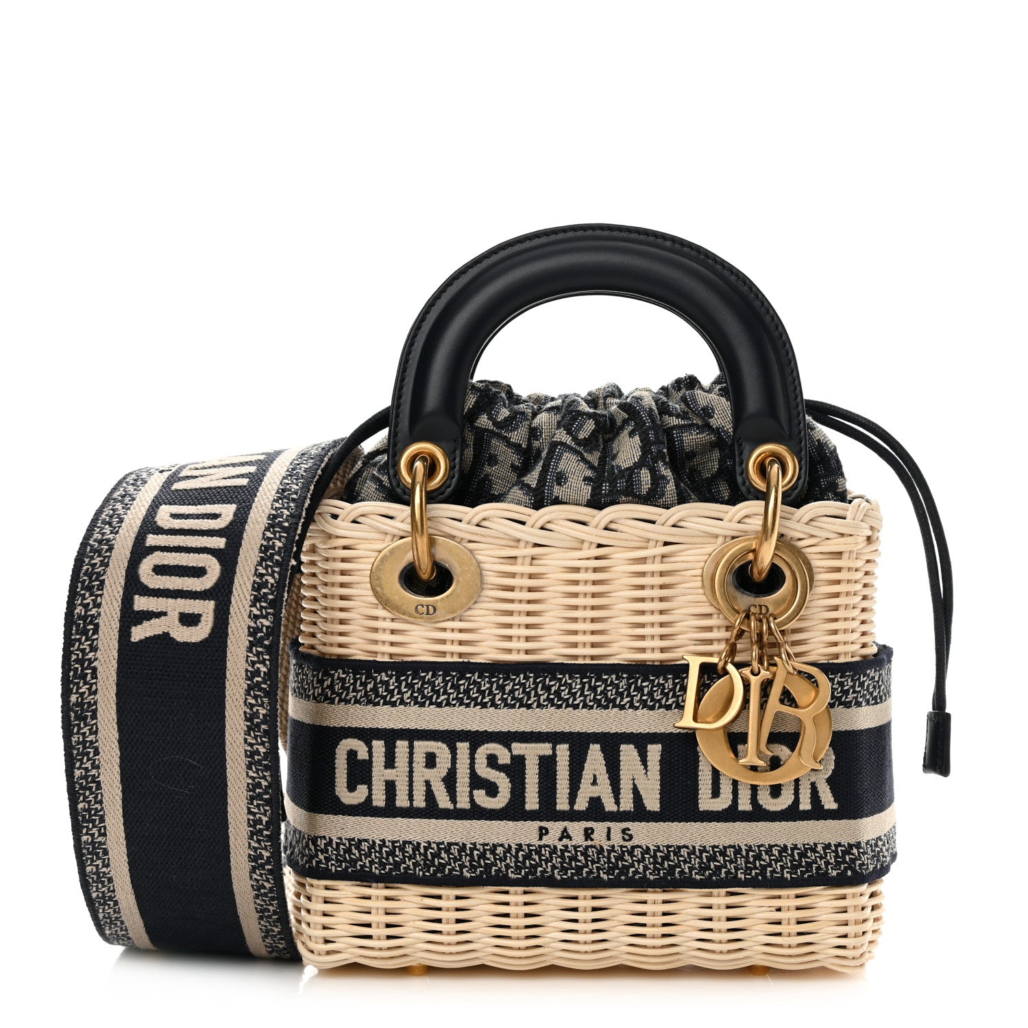 Christian Dior Wicker Oblique Mini Lady Dior Bag Blue 1 of 9