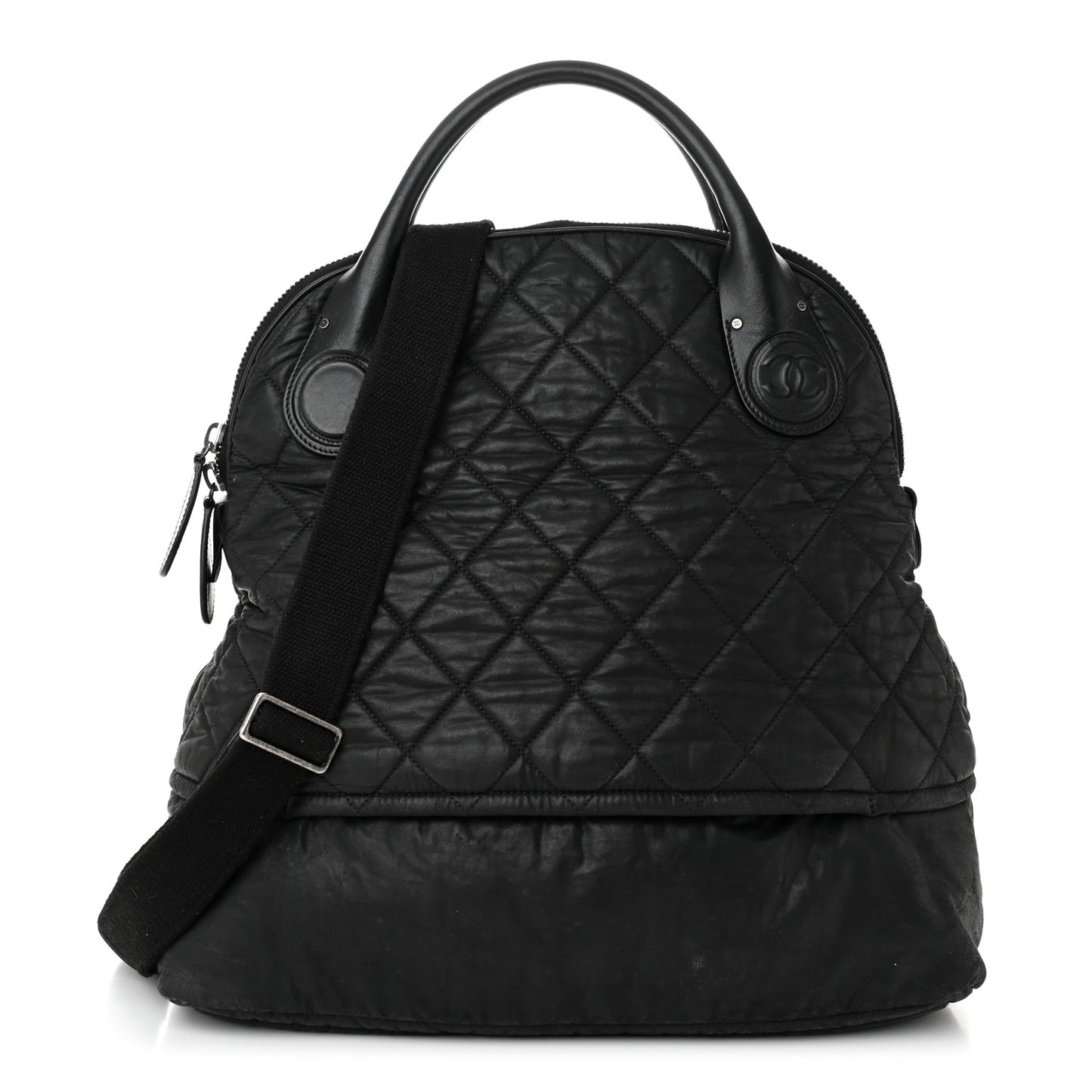 Coated Canvas Quilted Medium Garment Travel Bag Black