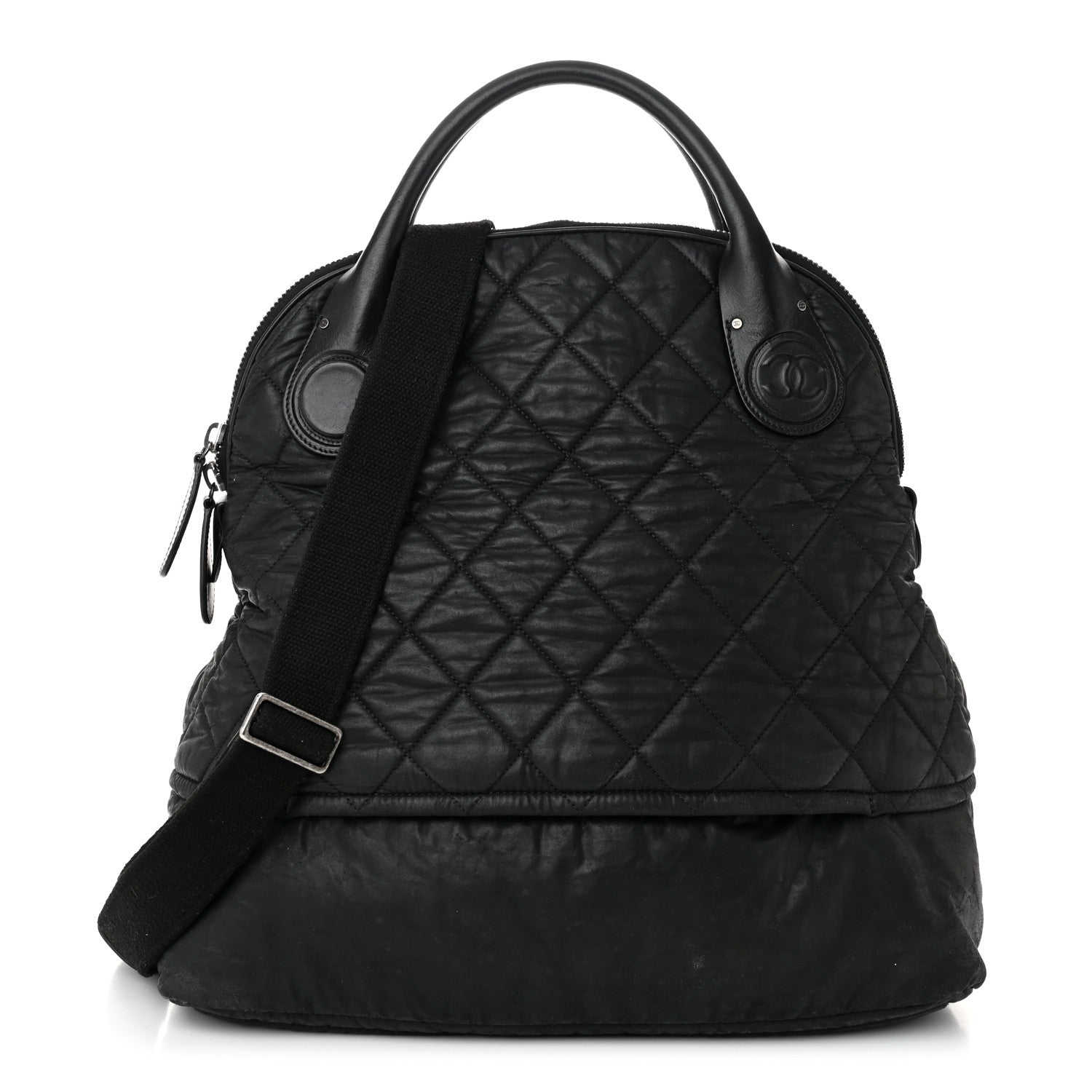 Chanel Coated Canvas Quilted Medium Garment Travel Bag Black 1 of 11