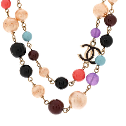 Chanel Metal Enamel Resin Beaded Pearl CC Strand Necklace Multicolor 4 of 6