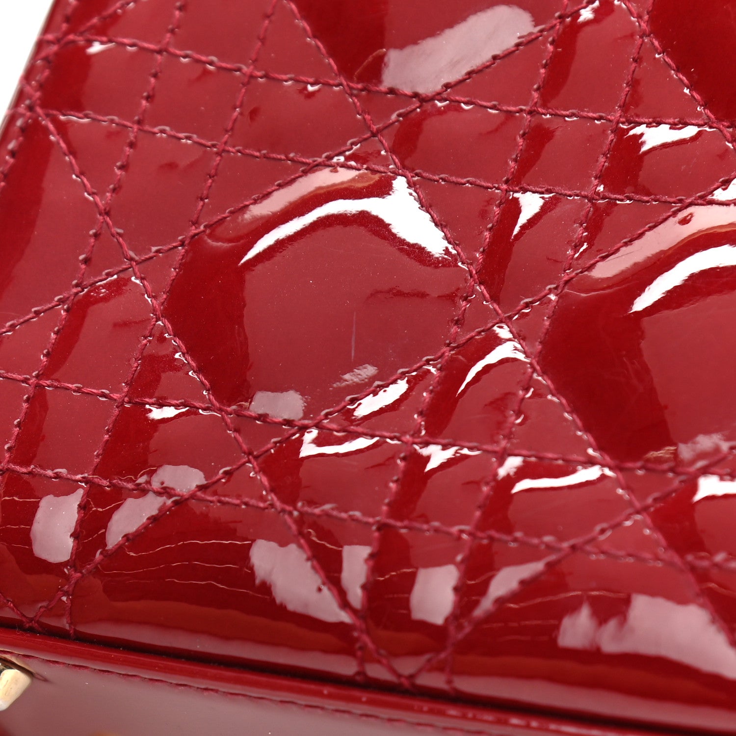 Christian Dior Patent Cannage Mini Lady Dior Red 7 of 10