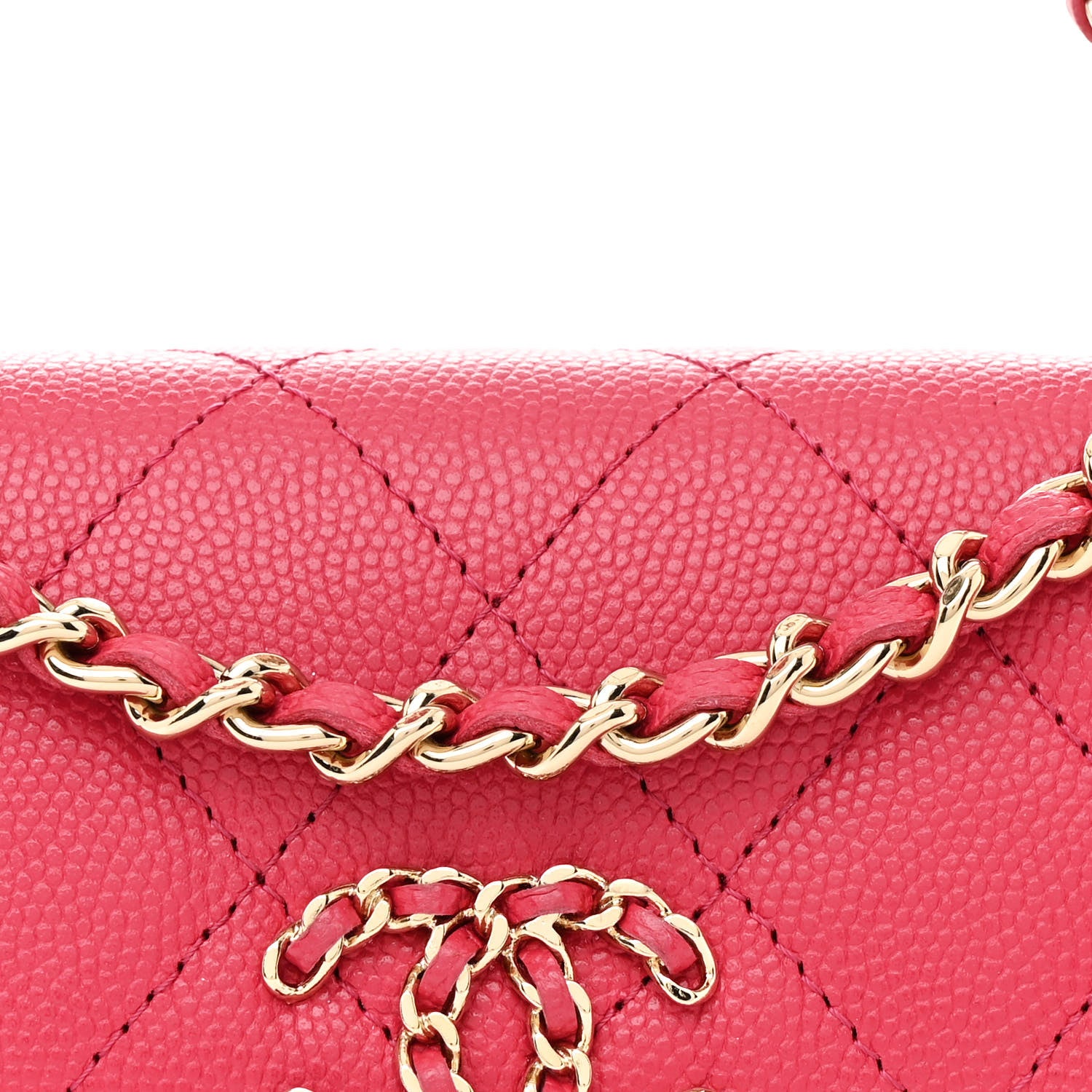 Chanel Caviar Quilted Chain Top Handle Phone Holder With Chain Dark Pink 8 of 10