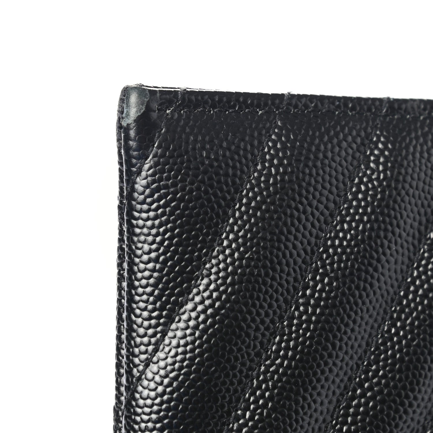 Saint Laurent Grain De Poudre Chevron Monogram Bill Pouch Black 9 of 10