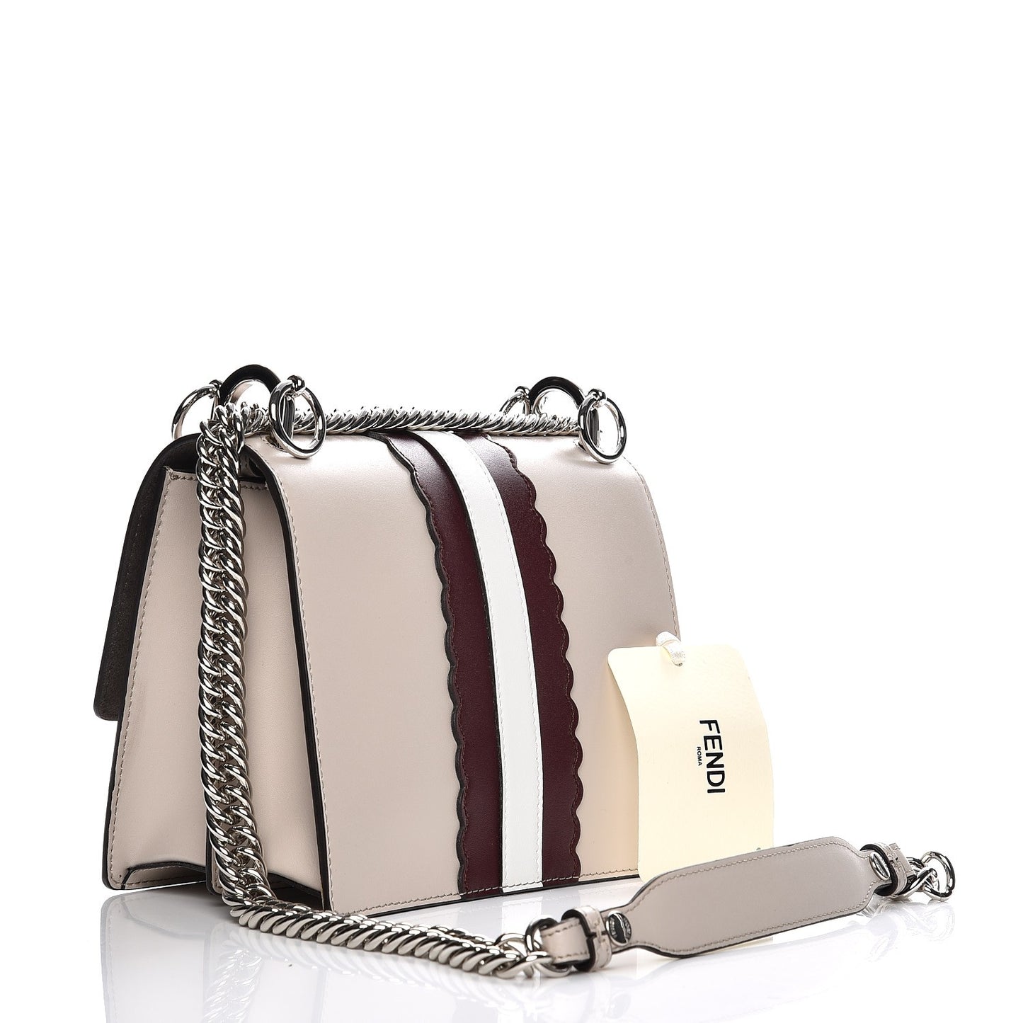 Vitello Liberty Lucido Catalan Mirror Hypnoteyes Studded Small Kan I Shoulder Bag Grigio Polvere Bordeaux Multicolor