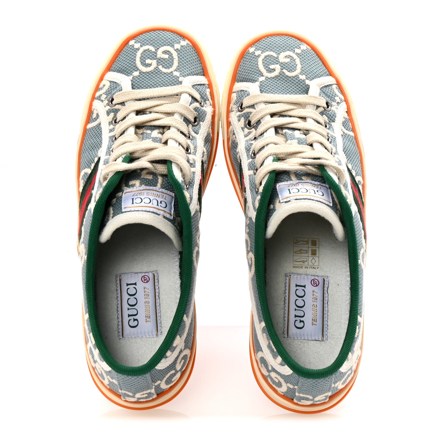 Cotton GG Monogram Web Womens 1977 Tennis Sneakers 37 Philod Ivory Mystic White