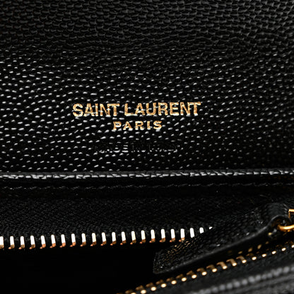 Saint Laurent Grain De Poudre Mixed Matelasse Triquilt Monogram Compact Tri Fold Wallet Black 6 of 6