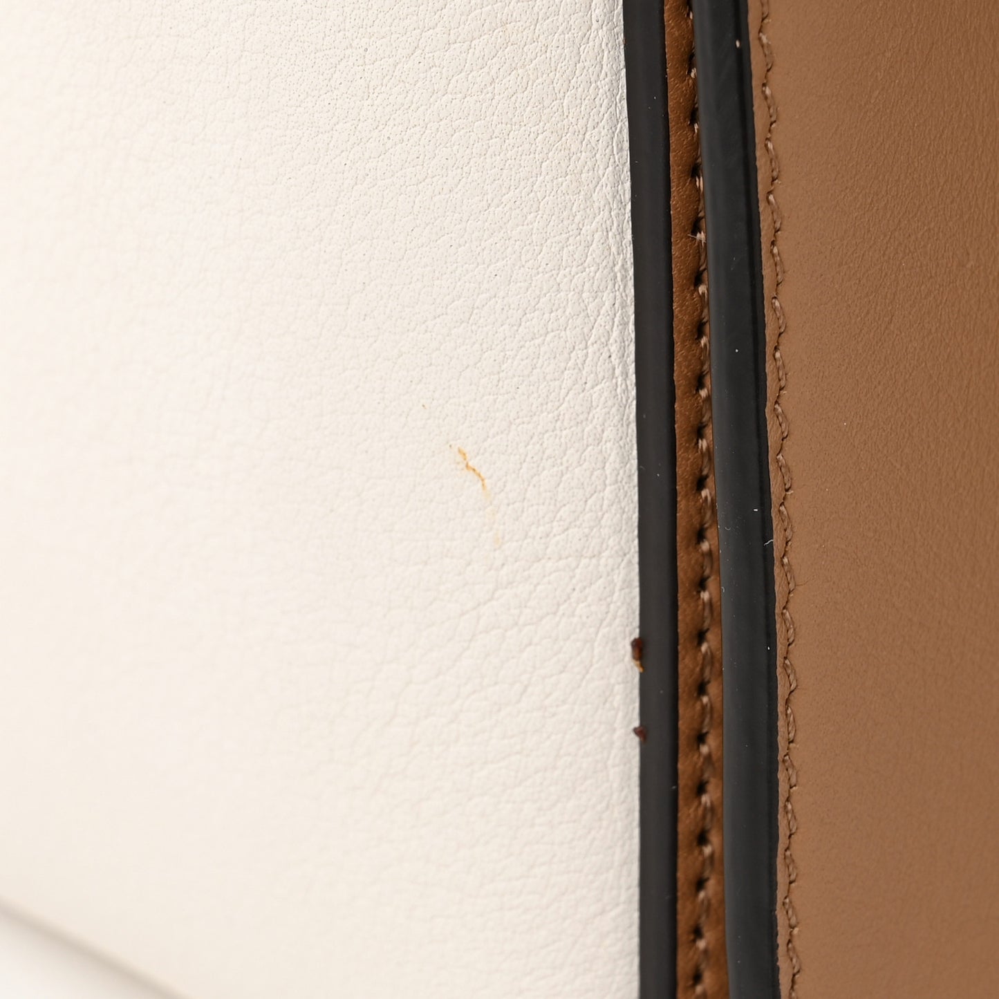 Shiny Smooth Calfskin Medium Frame Shoulder Bag Tan Optic White