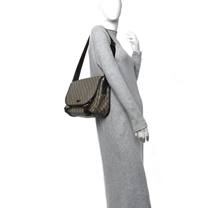Gucci GG Plus Monogram Medium Double Buckle Flap Messenger Bag Beige Dark Brown 3 of 11
