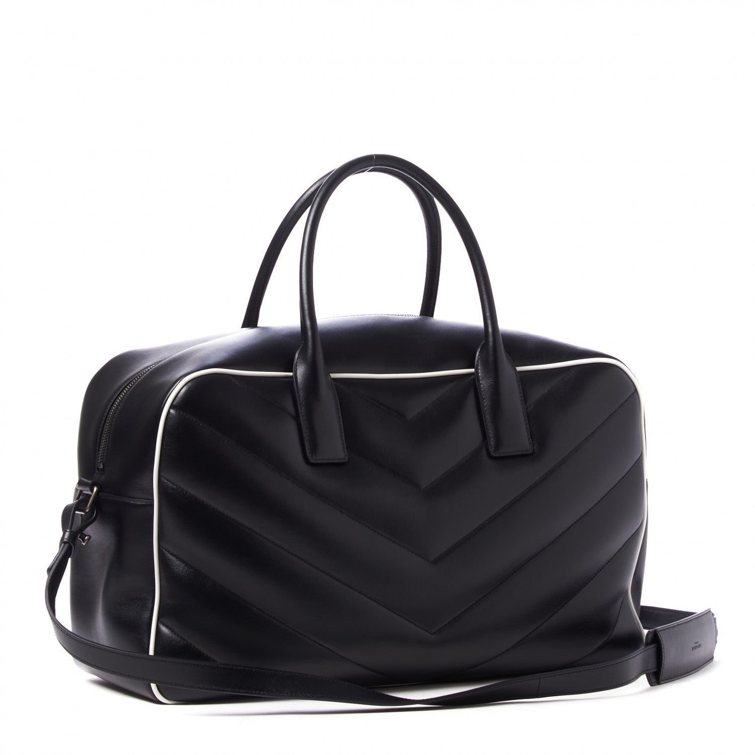 Saint Laurent Calfskin Medium Miles Logo Bowler Duffel Bag Black 3 of 8