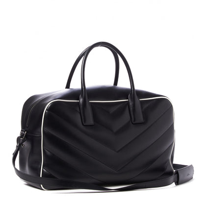 Saint Laurent Calfskin Medium Miles Logo Bowler Duffel Bag Black 3 of 8
