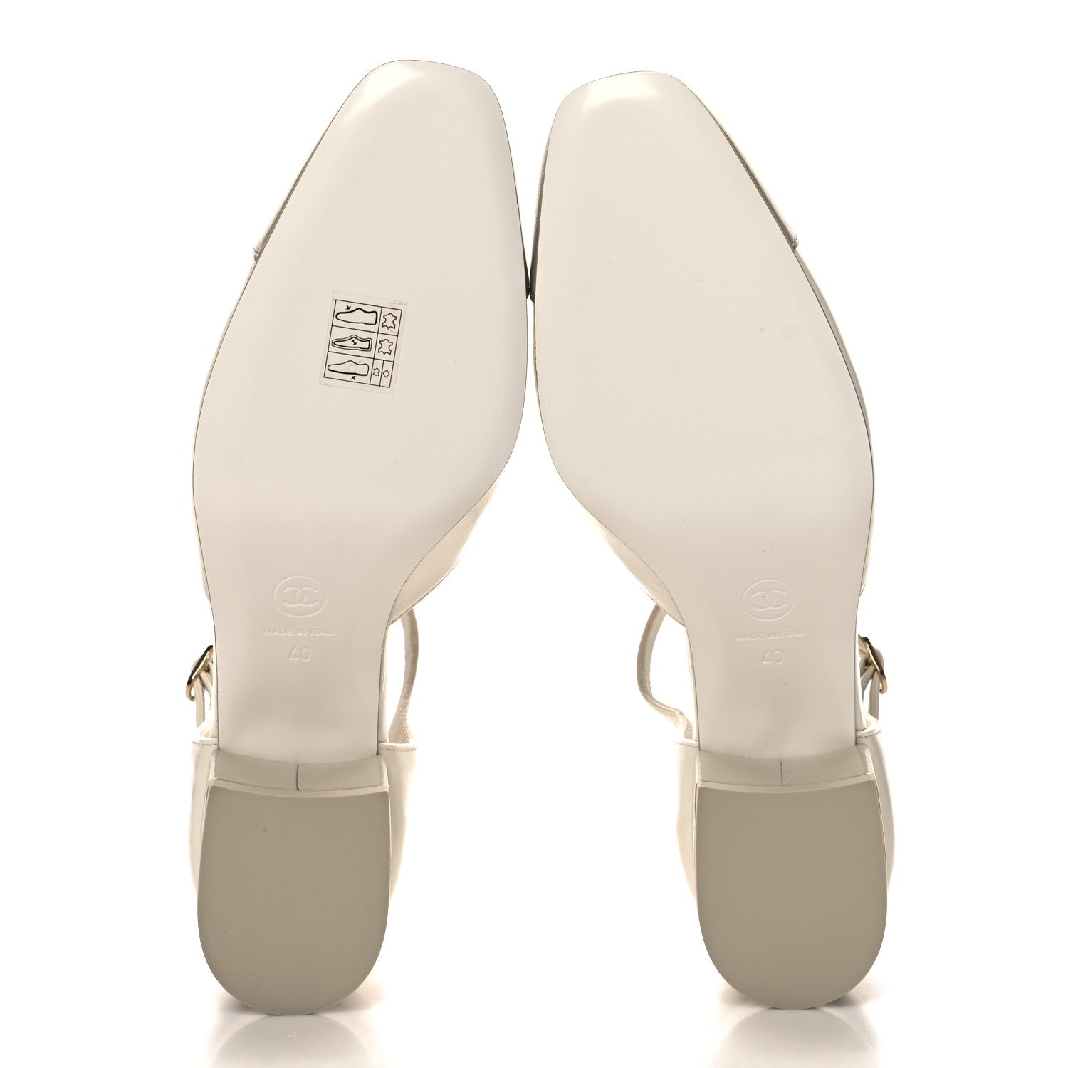 Chanel Shiny Lambskin CC Cap Toe Mary Janes Pumps 40 White Light Beige 6 of 10