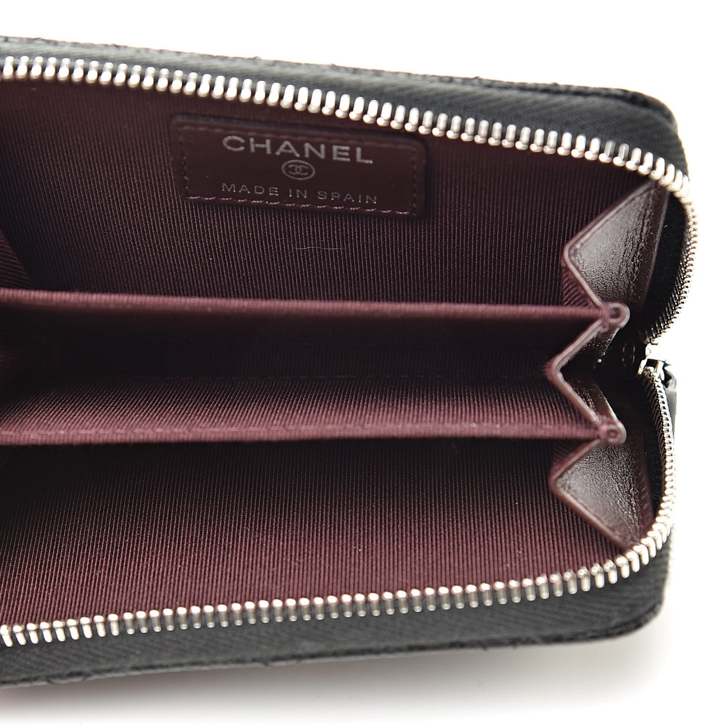 Caviar Quilted Zip Coin Purse Black