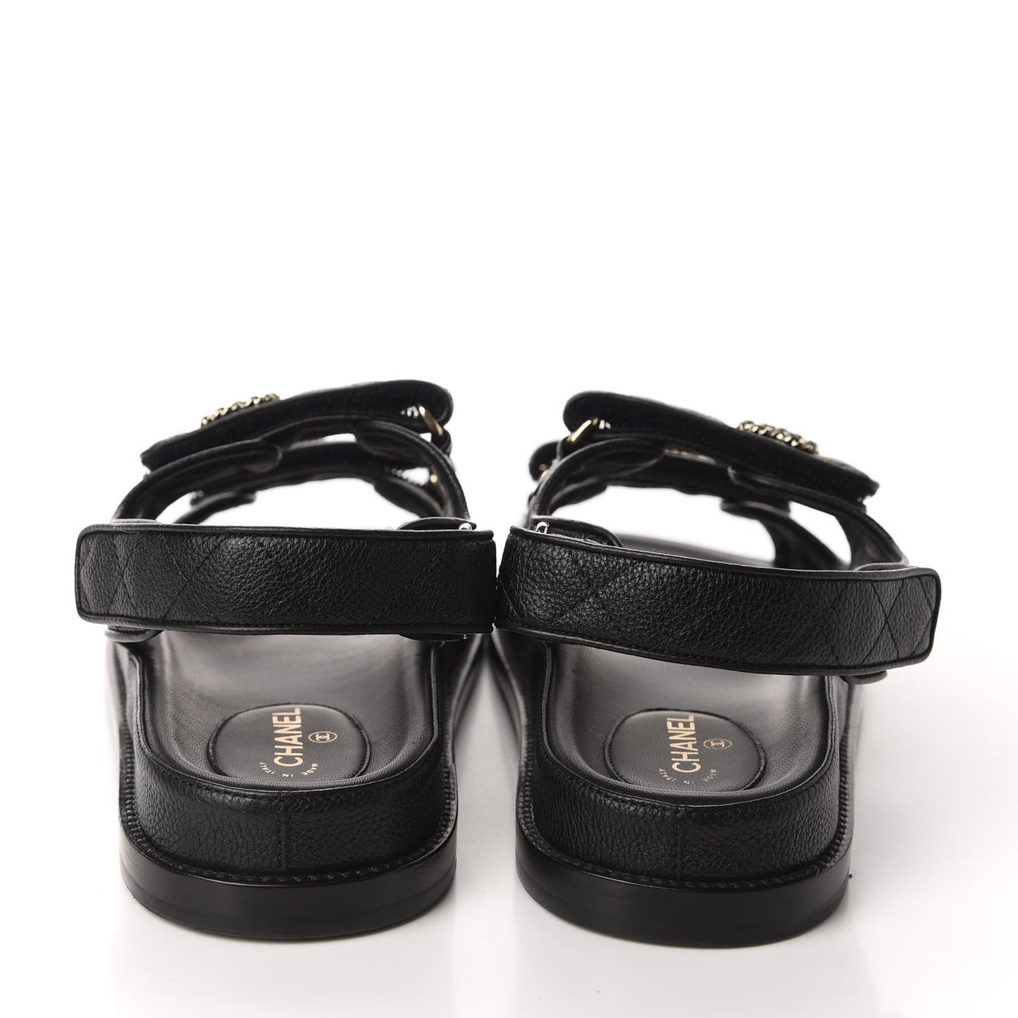 Grained Calfskin Velcro Dad Sandals 39.5 Black