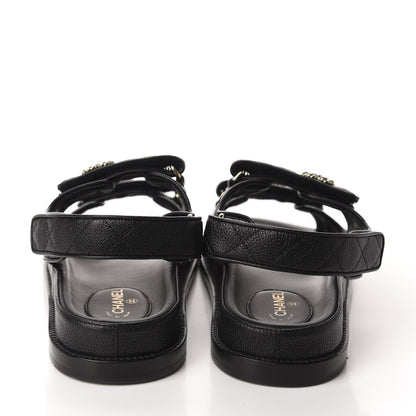 Chanel Grained Calfskin Velcro Dad Sandals 39.5 Black 5 of 10