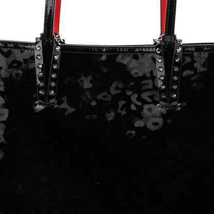 Christian Louboutin Patent Calfskin Print Leopard Print Spikes East West Cabata Tote Black 9 of 11