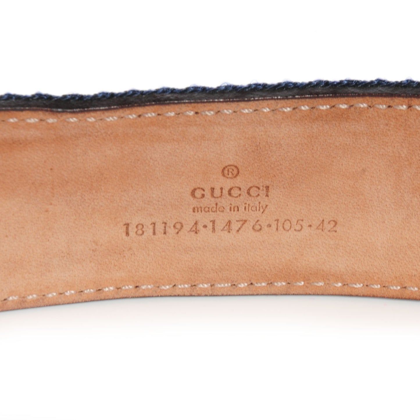 Leather Web Hysteria Crest Belt 105 42 Navy
