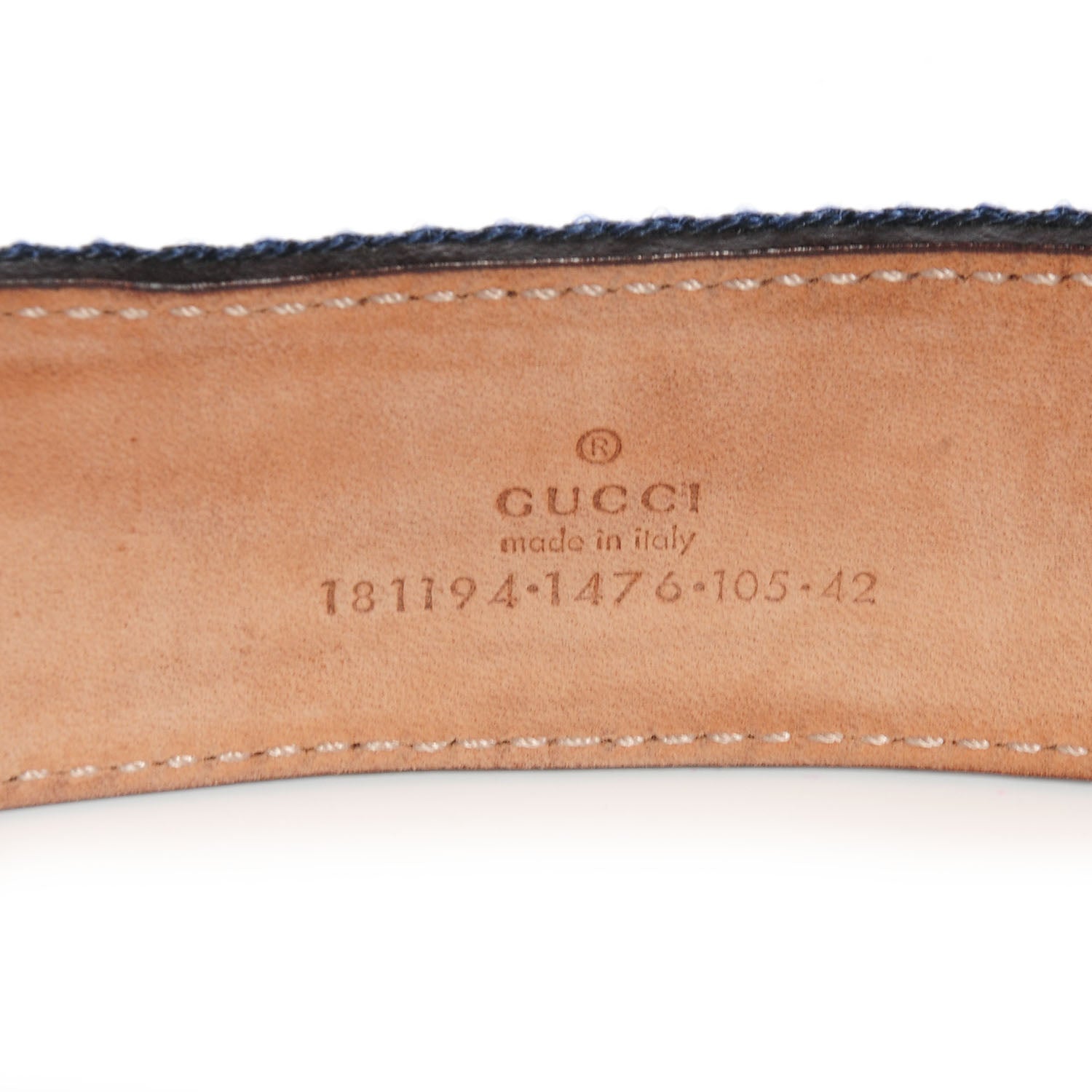 Gucci Leather Web Hysteria Crest Belt 105 42 Navy 4 of 6