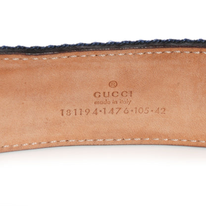 Gucci Leather Web Hysteria Crest Belt 105 42 Navy 4 of 6