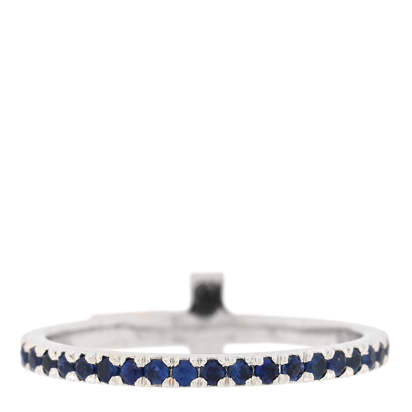18K White Gold Blue Sapphire T Wire Pave Ring 52 6