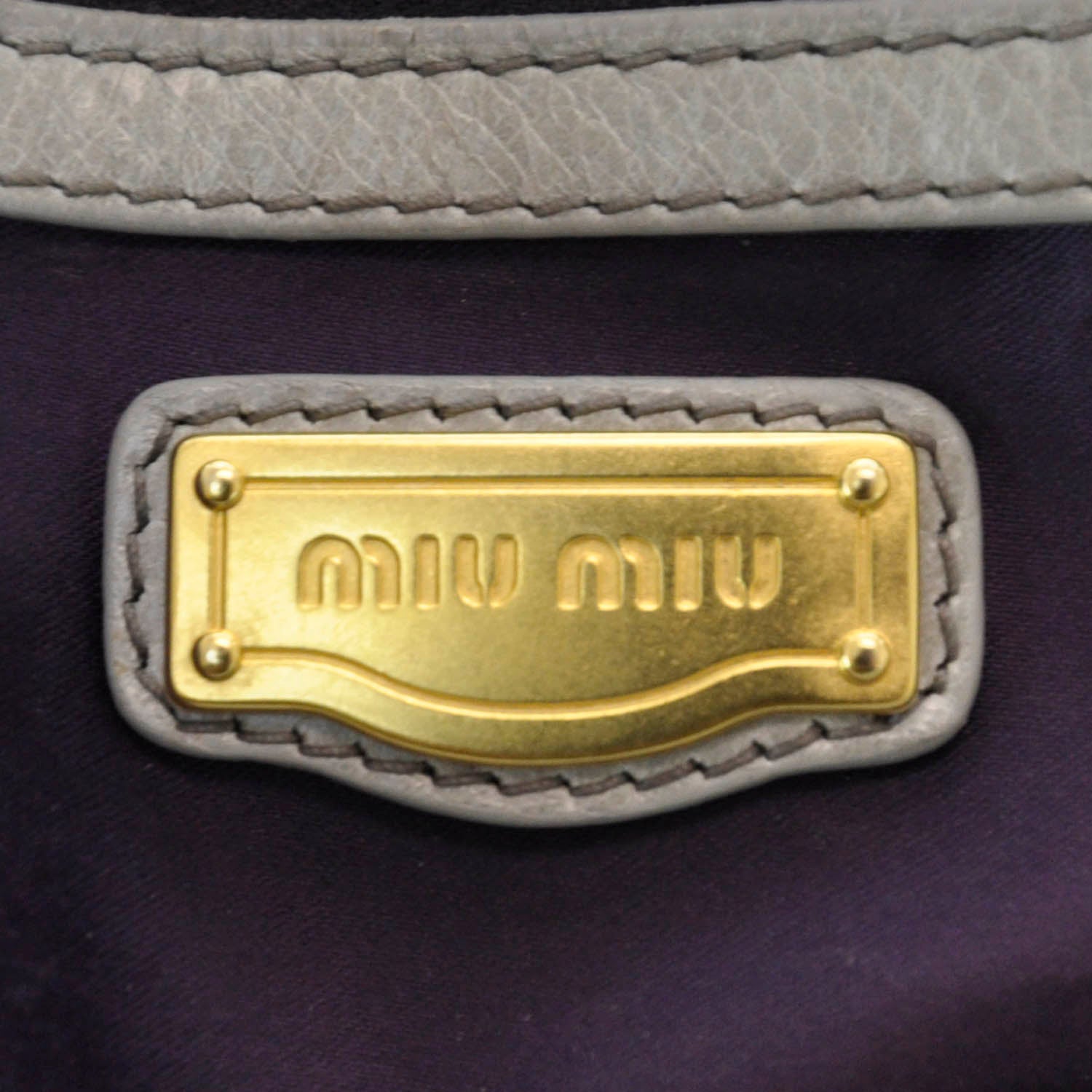 Miu Miu Leather Vitello Lux Bow Tote Gray 10 of 11