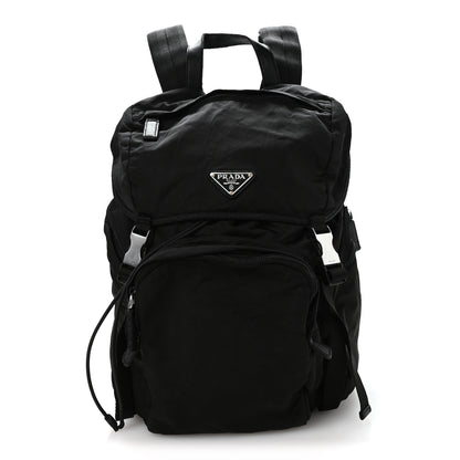 Prada Re-Nylon Saffiano Logo Double Buckle Backpack Black 1 of 11