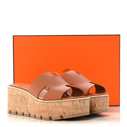 Hermes Calfskin Cork Eze 30 Sandals 38 Marron Glaise 9 of 9