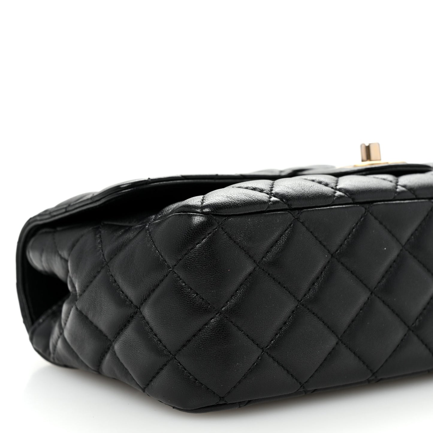 Lambskin Quilted Small Metal Top Handle Flap Black