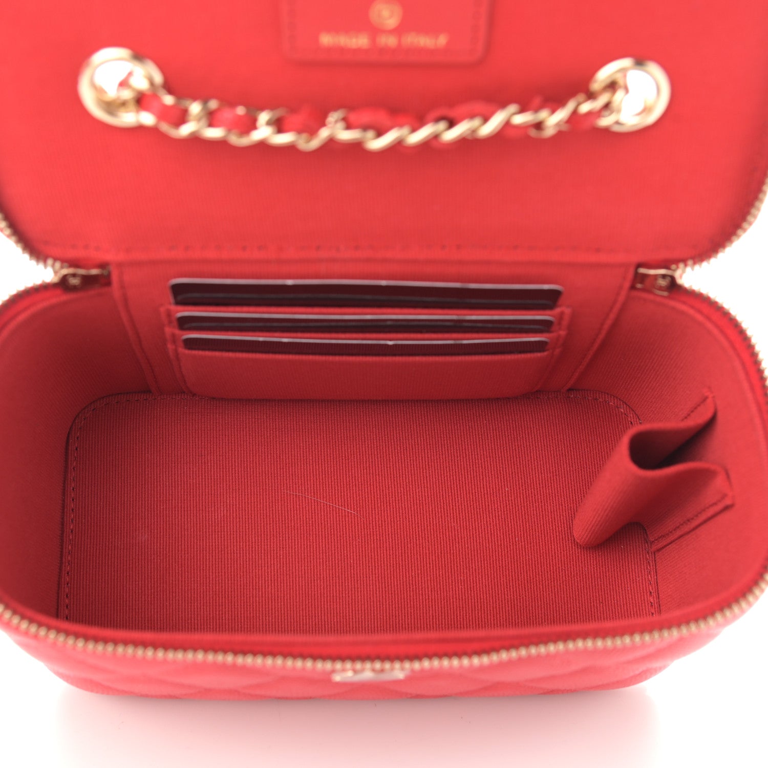 Chanel Caviar Quilted Small Vanity Case With Chain Red 5 of 9