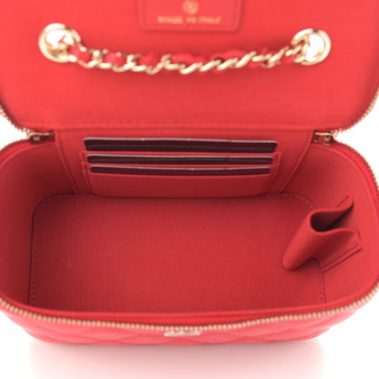 Chanel Caviar Quilted Small Vanity Case With Chain Red 5 of 9