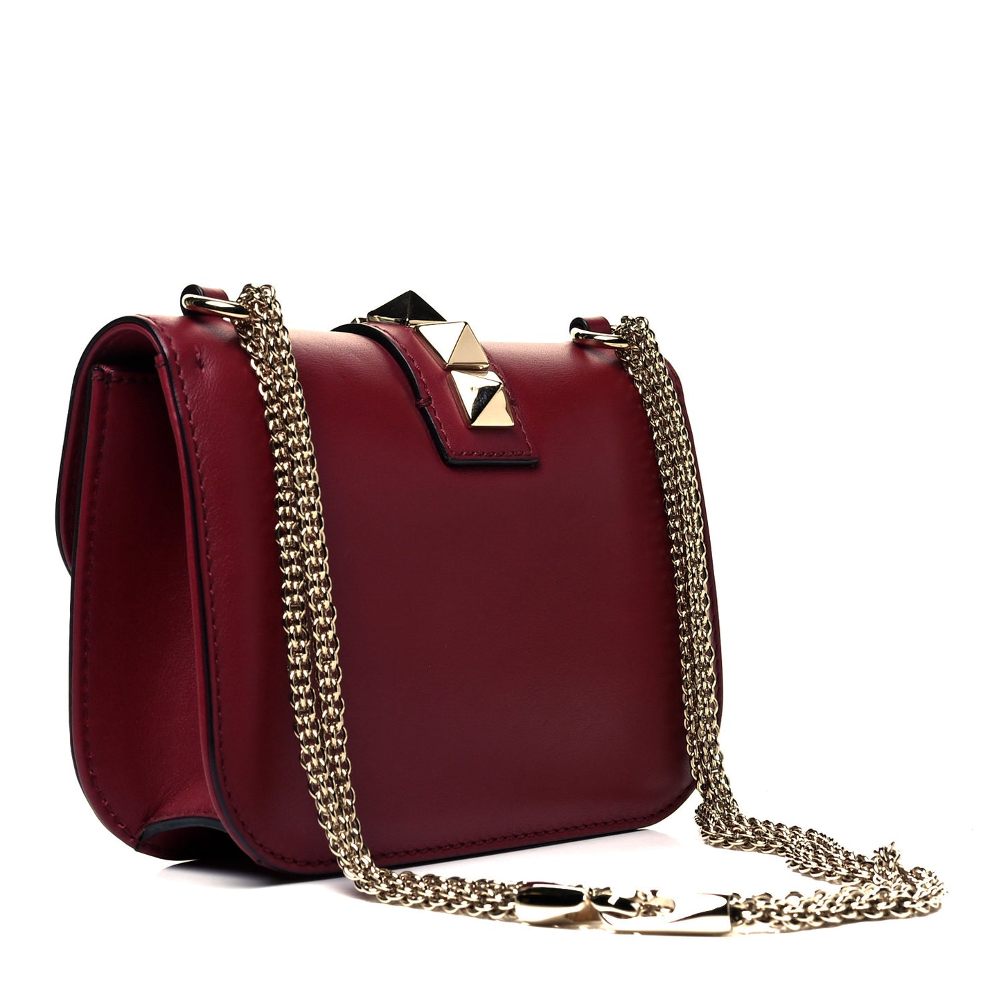 Vitello Small Glam Lock Rockstud Flap Scarlet